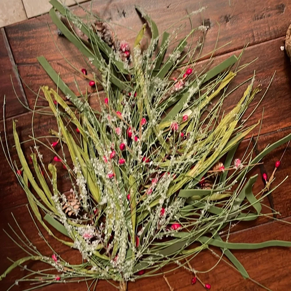 - 4 new Frosted pine berry stems 30”